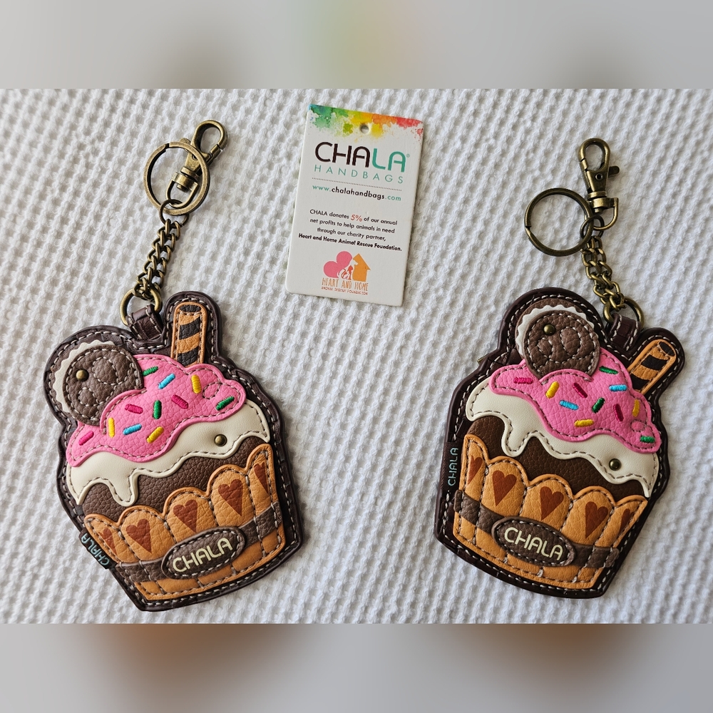 Chala Kids Ice Cream Keychain - Brown and Pink